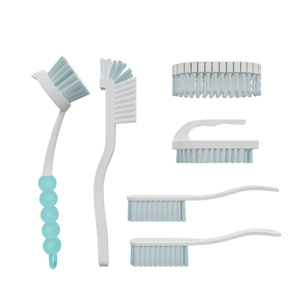 6 PCS Cleaning Brush, Scrub Brush Set for Kitchen and Bathroom Household Use with Various Brushes for Cleaning Dishes, Tiles, Corners and Floors