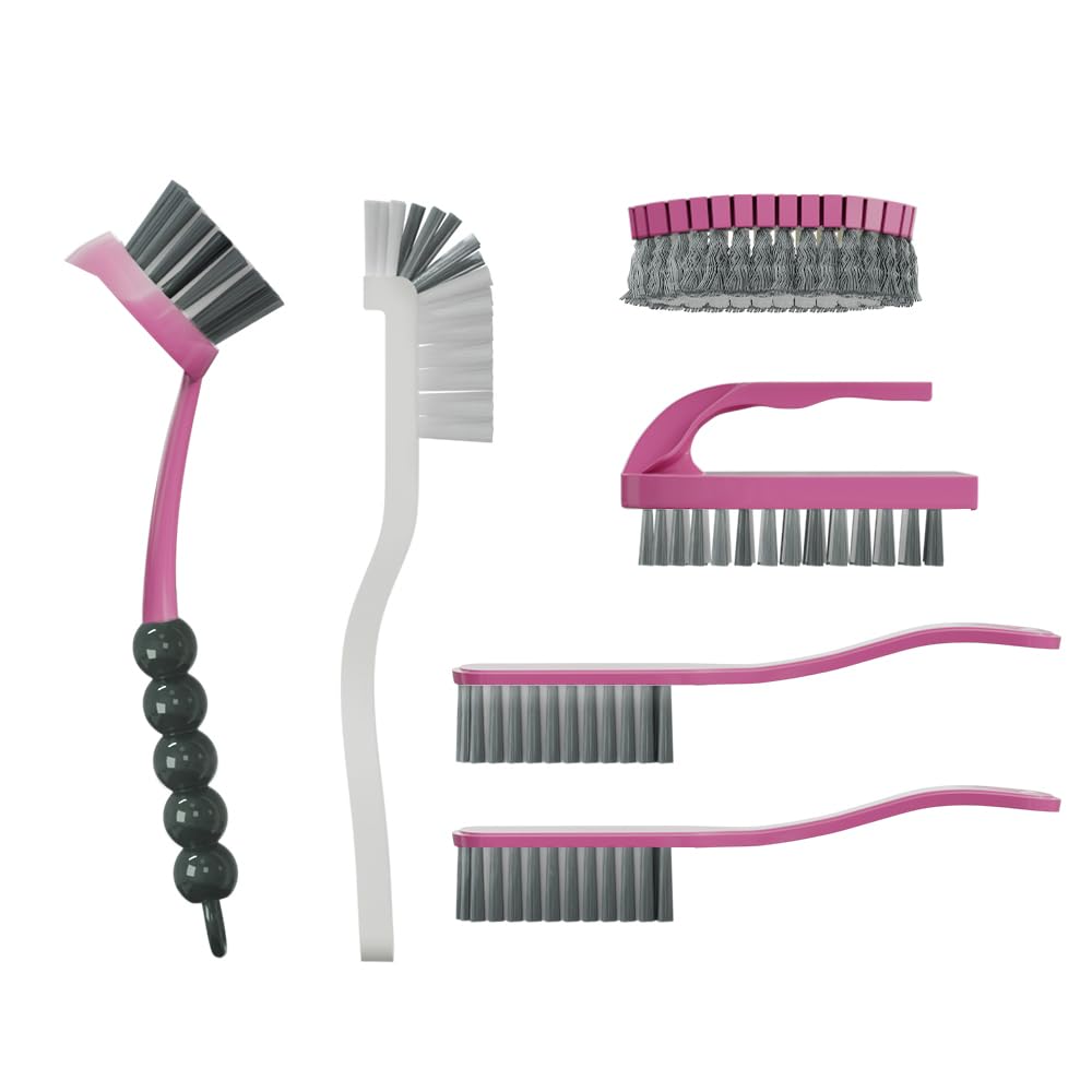 6 PCS Cleaning Brush, Scrub Brush Set for Kitchen and Bathroom Household Use with Various Brushes for Cleaning Dishes, Tiles, Corners and Floors